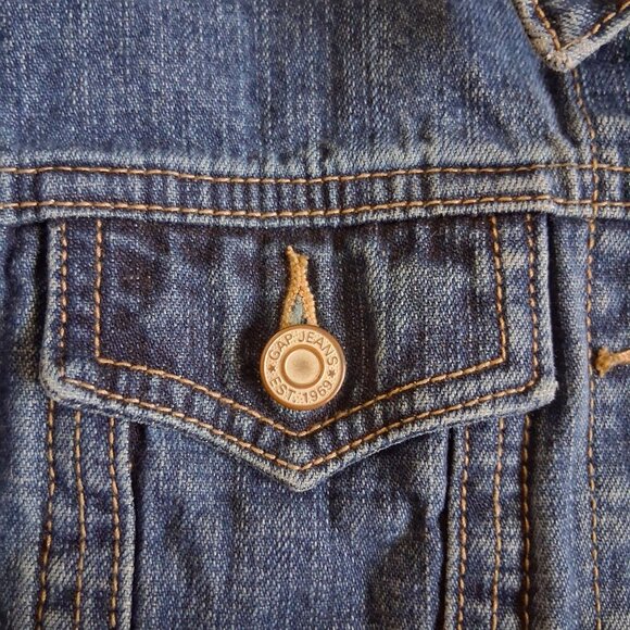 GAP Kids Vintage Girl's Size 8 Medium Wash Button Up Denim Jean Jacket - Picture 3 of 8